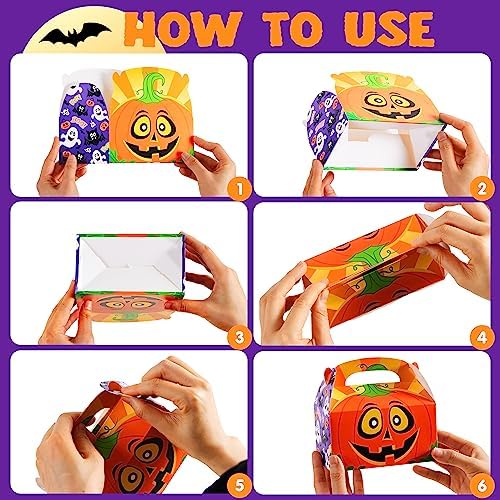 JOYIN 36 PCS Halloween Treat Boxes Candy Boxes Trick or Treat Cardboard Cookies Goodie Bags for Kids Halloween Party Favor Supplies, Classroom Exchange Goody Bags, Holiday Pastries, Cupcakes