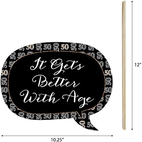 50th Wedding Anniversary Photo Booth Prop Kit, DIY Cardstock Props - 20pc