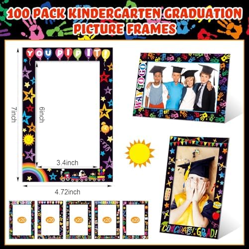 AmazingSpark 50 Pack Paper Picture Frames 4x6, Kindergarten Cards