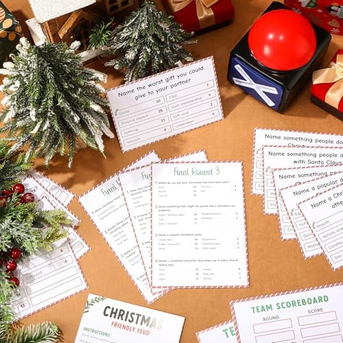 Syhood Christmas Friendly Feud Card Game with 2 Answer Buzzers