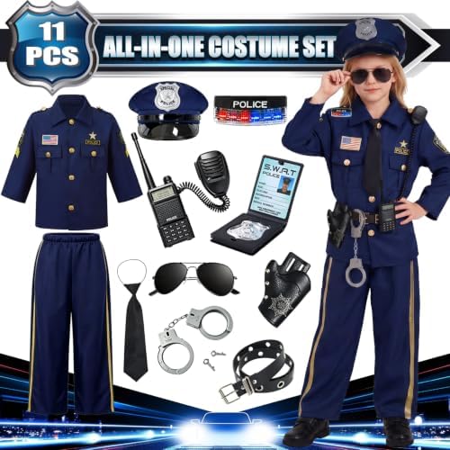 Police Costume for Kids Halloween Role Play with Accessories