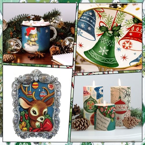 Gueevin 45 Pack Christmas Decoupage Napkins 15 Styles Vintage for DIY