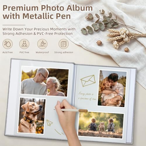 Popotop Photo Album Self Adhesive Scrapbook Album for 4x6 5x7 8x10 Pictures DIY Photo Book as Scrapbooking Supplies Kits, Birthday Gifts for Women Mom Wedding Baby Family Travel (Pack of 3)