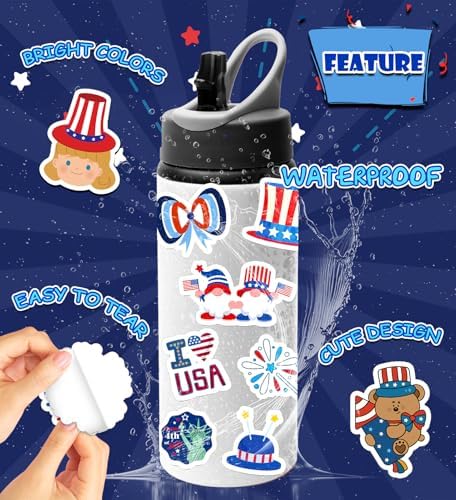 HSHFAMIIY 4th of July Stickers - 4th of July Outfits for Women, 100Pcs Patriotic Stickers - Memorial Day Scrapbooking, 4th of July Accessories Decorations Gifts Crafts Activities Party Favors for Kids