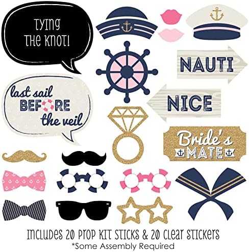 Last Sail Before the Veil - Bachelorette Photo Booth Prop Kit - 20pc