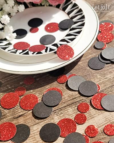 Letjolt Red Black Confetti Glitter Dots Table Decorations 100 Pcs