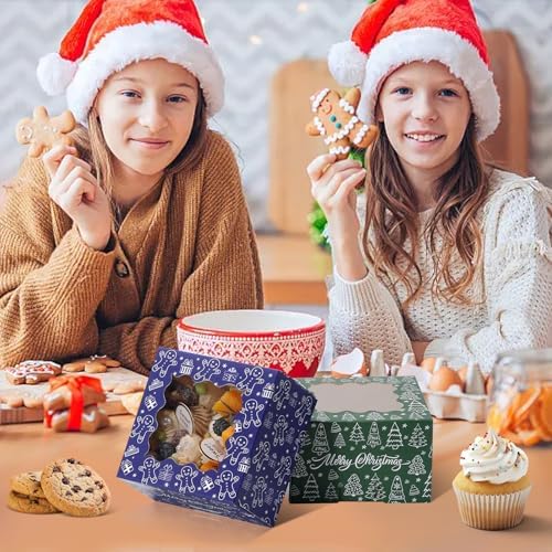 COTOPHER 30Pcs Christmas Cookie Boxes for Gift Giving,4x4x2.5 in Bakery Box