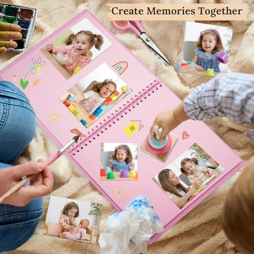 Scrapbook Photo Album 8"x8" 20 Sheets 40 Pages Hardcover Kraft Paper Pink