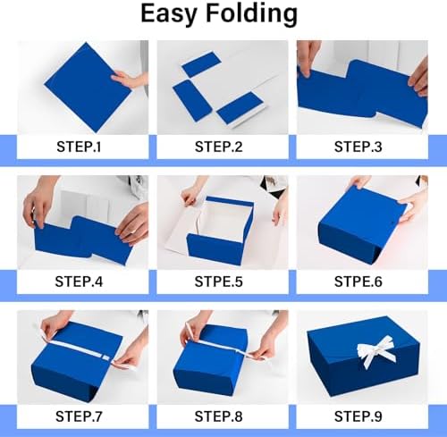 PEKGRIL 15 PCs Gift Boxes, 10X8X4 Inch Proposal Box with Ribbon, Blue Box