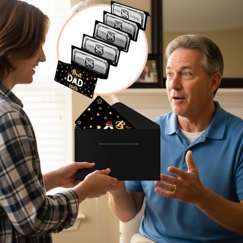 MotiMind Best Dad Ever Money or Gift Card Holder with 10 Slots, Dad Surprise Money or Gift Card Holder with Envelope for Father Birthday Party Supplies