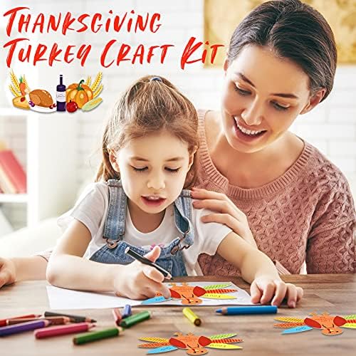 Gejoy 56 Pcs Turkey Craft Kits Thanksgiving Party Decorations Orange