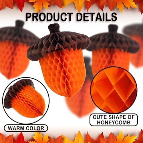 Fall Acorn Honeycomb Ball Decorations, 12in+8in