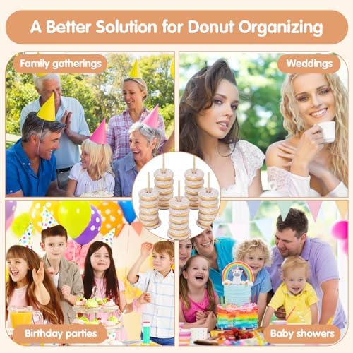 5 PCS Donut Stands for Dessert Table, Wooden Donut Stand Display, Farmhouse Bagel Stand for Dessert Table, Wedding, Birthday, Class Reunion, and Party Decoration