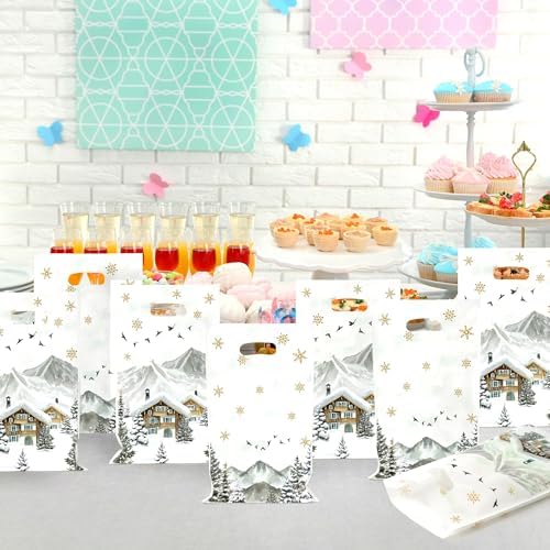 Haooryx Winter Camping Party Favor Bags Adventure Candy Treat Bag Gift Wrap