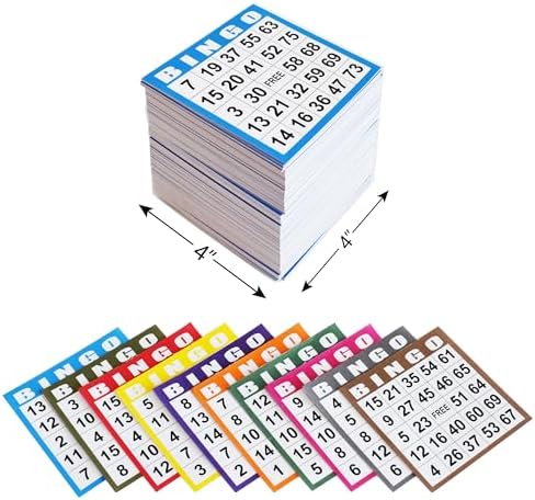 Yuanhe Bingo Game Cards Disposible – 1 Card 10 Sheets – 100 Books -10 Colors for Large Groups