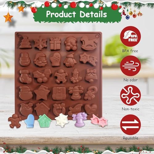 2pcs Christmas Silicone Molds Fondant Chocolate Christmas Molds