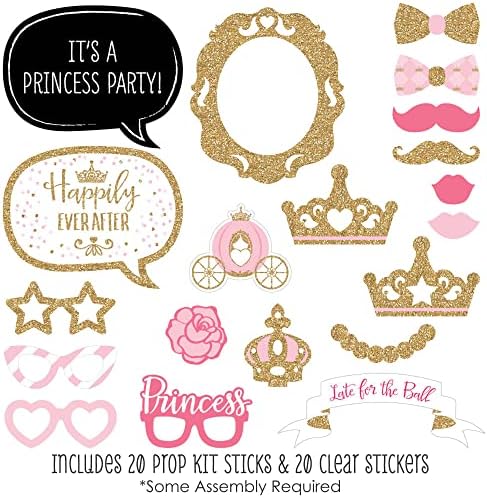 Little Princess Crown - Pink & Gold Photo Booth Prop Kit, DIY Props - 20pc