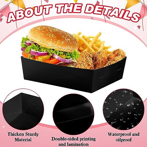 Uiifan 100 Pcs 5 lb Extra Large Paper Food Serving Trays, Black