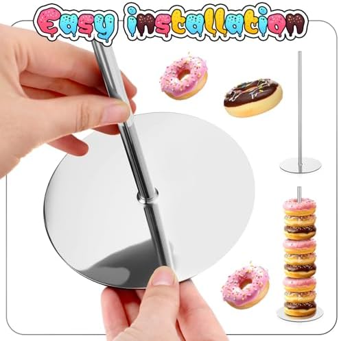 2 Pcs Metal Donut Display Stand Tower for Dessert Table, Silver