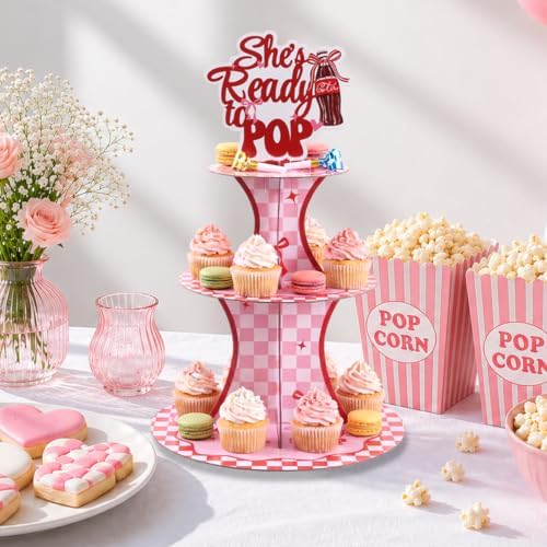 3 Tier Cupcake Stand for Ready to Pop Baby Shower Decorations