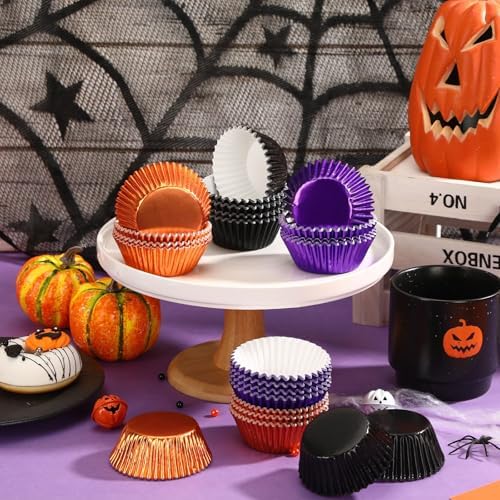 SANNIX 450Pcs Halloween Foil Cupcake Liners Muffin Liners Baking Cups