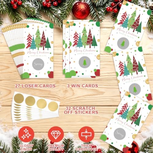 Christmas Scratch Off Cards, Fun Holiday Scratch Off Cards for Party, Christmas Lottery Tickets for Family Activities, Raffle Prize Card