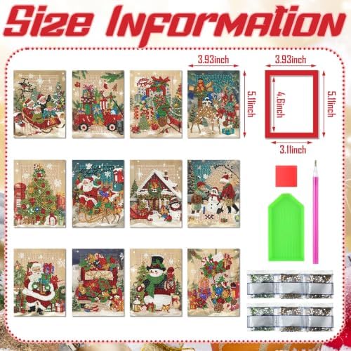 Saillong 24 Pcs Christmas Mini Diamond Painting Kits with Frames Set