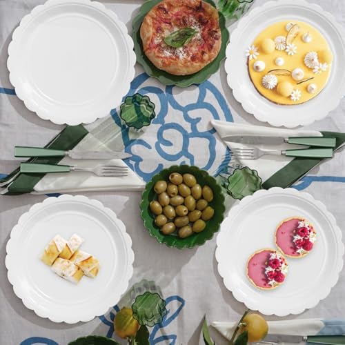 Vyntra 50 Pcs White 9 Inch Scalloped Paper Dinner Plates