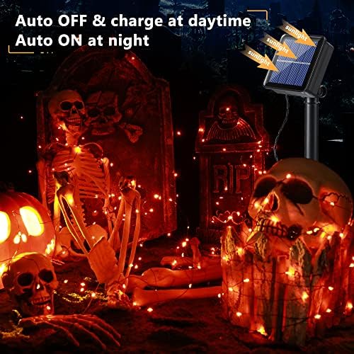 Brizled Solar Orange Fairy Lights, Outdoor Twinkle Halloween LED Lights