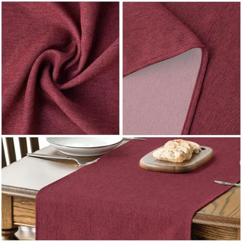 Artoid Mode Dark Red Table Runner, Seasonal Christmas Valentine's Washable Kitchen Dining Table Decoration for Home Party Decor 13x36 Inch