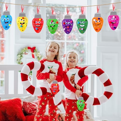 Funrous 48 Sets Christmas Crafts Bulk Colorful Lights Bulbs Paper Crafts