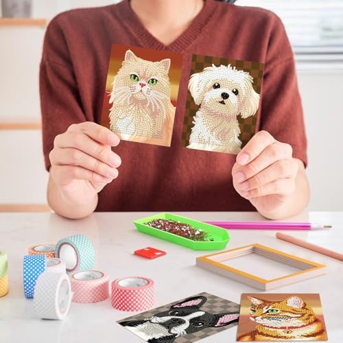 Saillong 24 Pcs Animal Mini Diamond Painting Kits with Frames Set