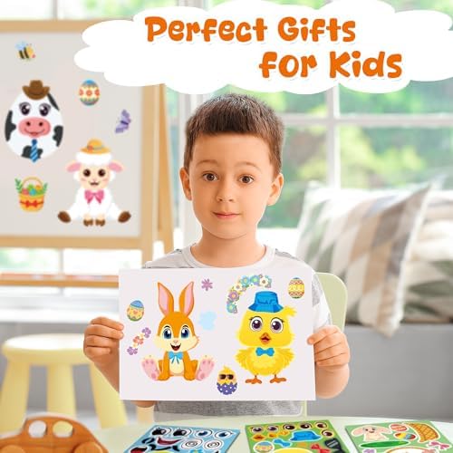 48 Sheets Easter Stickers for Kids Toddlers Crafts Party Favors