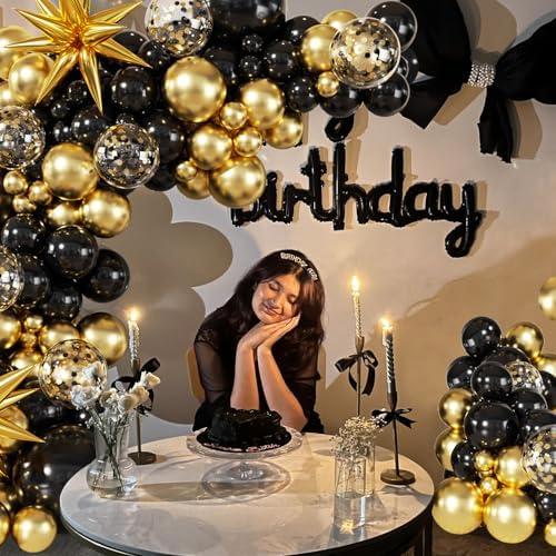 Black and Gold Balloon Arch Kit for Party Decorations