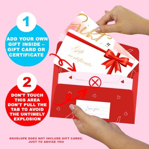 FETTIPOP 2-in-1 Surprise Boom Envelope Romantic Card with Confetti Exploding (Love You) – Valentine Funny Gift, Mom, Dad, Wife, Him, Her, Girlfriend, Boyfriend