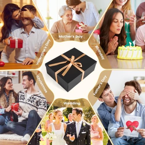 Gift Box, 16.5x13x5.5 inches Large Black Gift Boxes with Lids for Presents