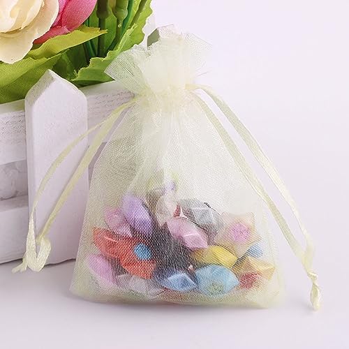 Wudygirl 100 PCS 5"x7" Organza Bags Lvory Gift Bags with Drawstring