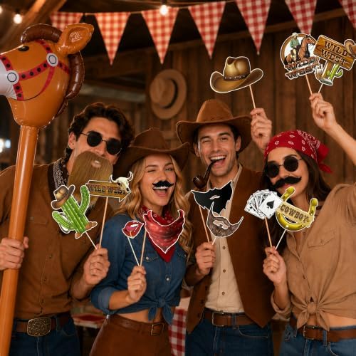 44PCS Wild West Themed Photo Booth Props for Funny Party Kit