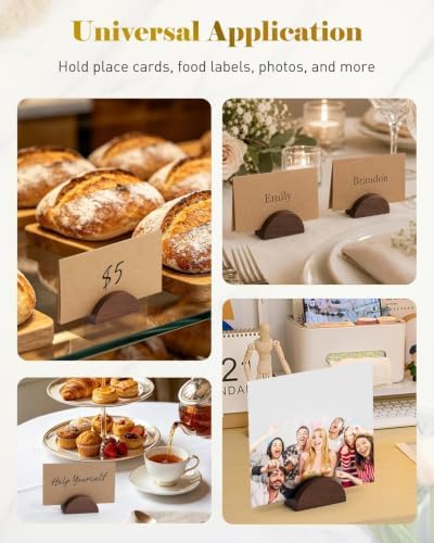 Uniclife 24 Pcs Wooden Place Card Holders for Table, Table Number Holders