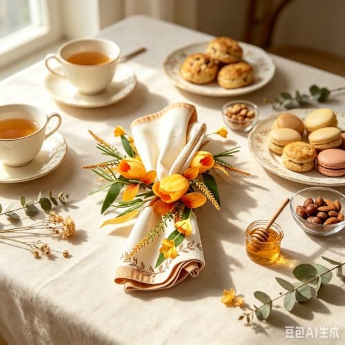 12 Pcs Fall Thanksgiving Napkin Rings Artificial Yellow Flower Golden Wheat Green Leaf Orange Autumn Foliage Wreath Napkin Ring Holder Buckles for Autumn Harvest Family Birthday Party Table Supplies
