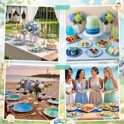 72 Pcs Teal Blue Green Paper Plates 9 Inch Disposable