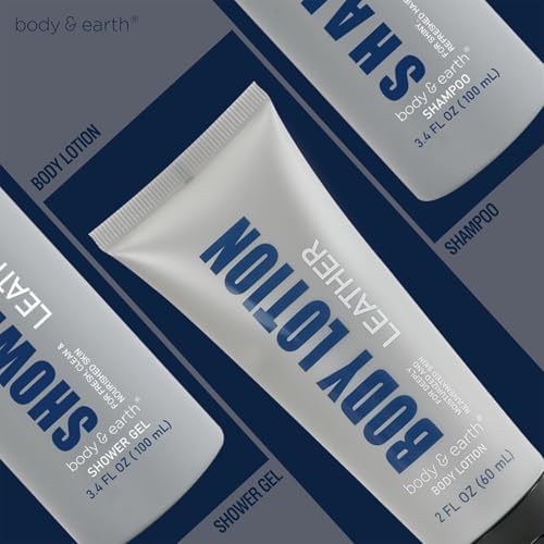 Body & Earth 3pc Leather Gifts for Men Spa Gifts Bath Set for Man