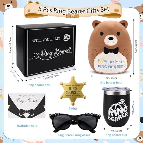 5 Pcs Ring Bearer Proposal Gifts Set,Will You Be My Ring Bearer