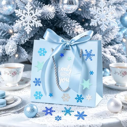 576 PCS Snowflake Foam Stickers, Glitter Winter Snowflake Stickers,8 Sheets