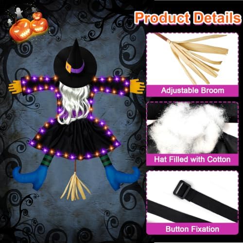 Halloween Decorations Outdoor, Solar Witch, Silver Hair