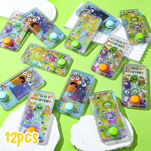 Cleboen 12 Pack Handheld Water Games for Kids, Water Ring Toss Handheld Games Monster Party Favors Goodie Bag Stuffers Classroom Rewards for Boys Girls, Stress-Relief Car Games Travel Toys for Kids