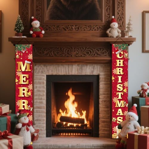 Nuxovilar Merry Christmas 2Pcs Door Cover Banner,71x12In Polyester
