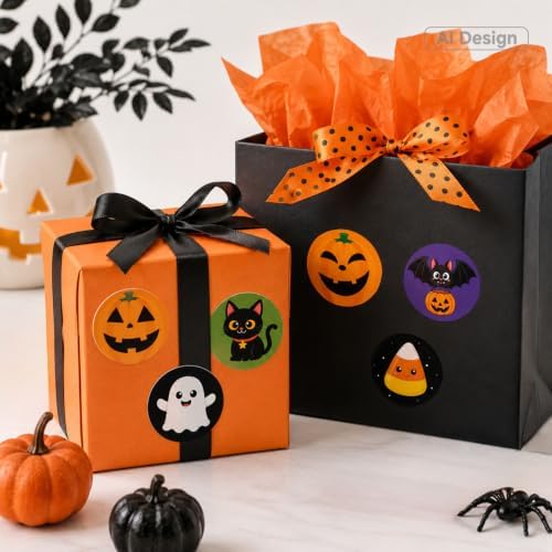 Anwyll 1000 Pcs Halloween Stickers - 1.5'' Pumpkin Stickers for Decorating