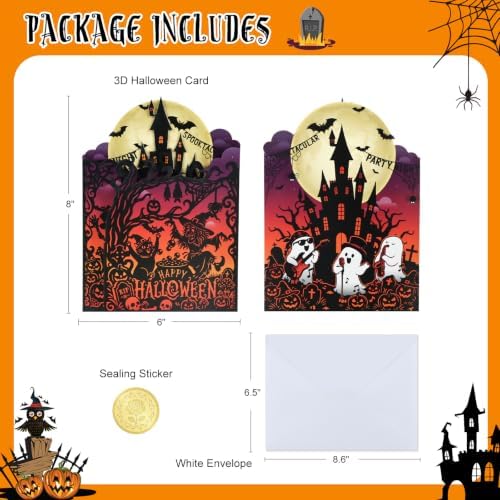 D24TIME Pop Up Halloween Card for Kids Grandkids, Haunted House with Boos