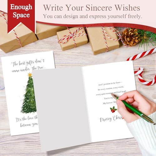 Romantic Christmas Card for Husband Wife, Merry Christmas Card for Girlfriend Boyfriend Fiance Fiancee, Sweet Xmas Holiday Cards for Him Her